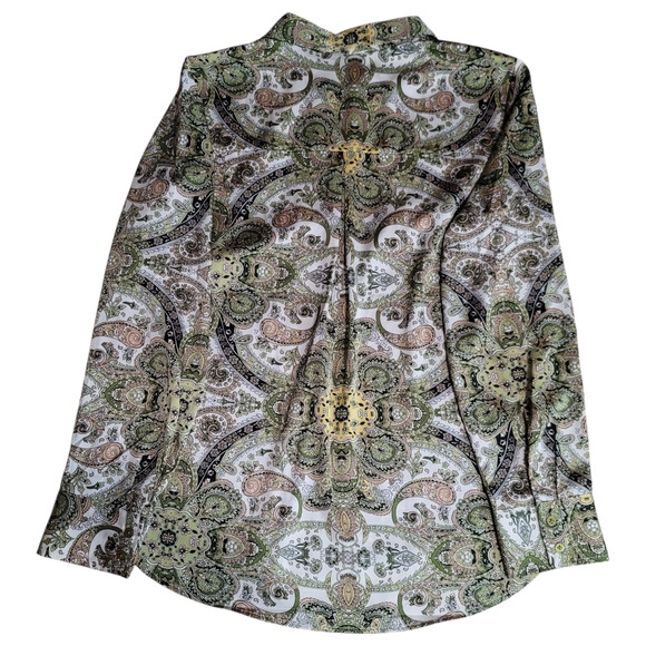 Maison d' Amelie Elegant Paisley Silklike Blouse Size Medium - Picture 4 of 13